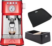Solis Barista Perfetta Plus 1170 - Pistonmachine - Espressomachine - Inclusief Coffee Knock-Box en Tamping Mat - Rood
