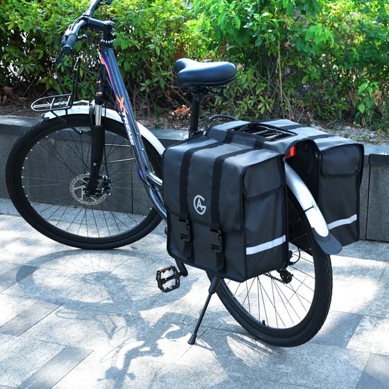AG Fietstas 46 Liter - Dubbele Fietstas - Extra veel ruimte - Waterafstotend - Reflectoren fietstassen - electrische fietsen - Zwart - dubbel van AG — afbeelding 4