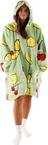 Noony Fruity Green oversized hoodie deken - Plaids met mouwen - Fleece deken met mouwen - Ultrazachte binnenkant - Hoodie blanket - Snuggie - One size fits all