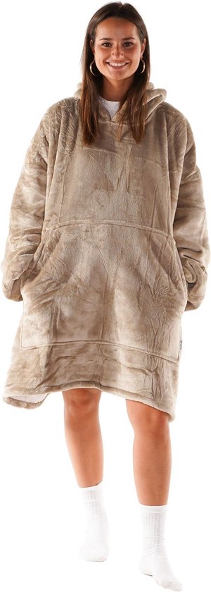 Genfien Sherpa draagbare jurk dekens oversized hoodie pluche fleece