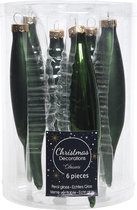 18x pcs Pendentifs en verre de Noël glaçons boules vert foncé 15 cm - Décorations Décorations pour sapins de Noël - Décorations de Noël