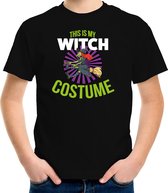 Verkleed t-shirt witch costume zwart voor kinderen - Halloween kleding 122/128