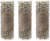 3x stuks zilveren kralenslingers kerstslingers 10 meter - Guirlande kralenslingers - Zilveren kerstboom versieringen