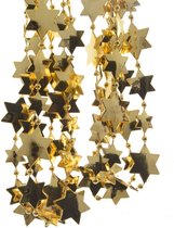 4x pièces guirlandes de perles étoile dorées Guirlandes de Noël 270 cm - Guirlandes de perles guirlandes - Décorations d'arbre de Noël dorées