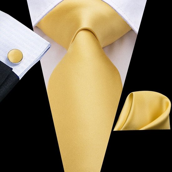Set cravate et Boutons de manchette de Luxe WiseGoods pour homme - Vêtements de Design - Accessoires de vêtements pour bébé de Fête - Cadeau - Homme - Pour Smoking - Or