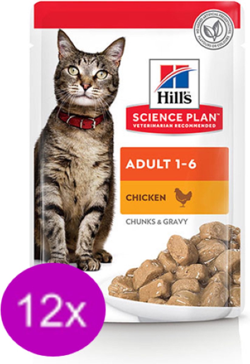 12x Hill's - feline pouch adult Kip - Kattenvoer - 85g