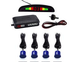 Cartronix Parkeersensoren - Set van 4 - Display met piepsignaal - Bereik 0,3-2,5 m - Incl. 22 mm boor - Blauw