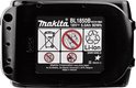 Onderkant van een zwarte Makita BL1850B 18V 5.0Ah 90Wh Li-ion accu met productinformatie.
