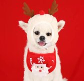 Kerstpak voor Kleine Hond of Kat - Muts en Sjaal - Maat S - kerstcadeau - Hondenkleding - Wit Rood