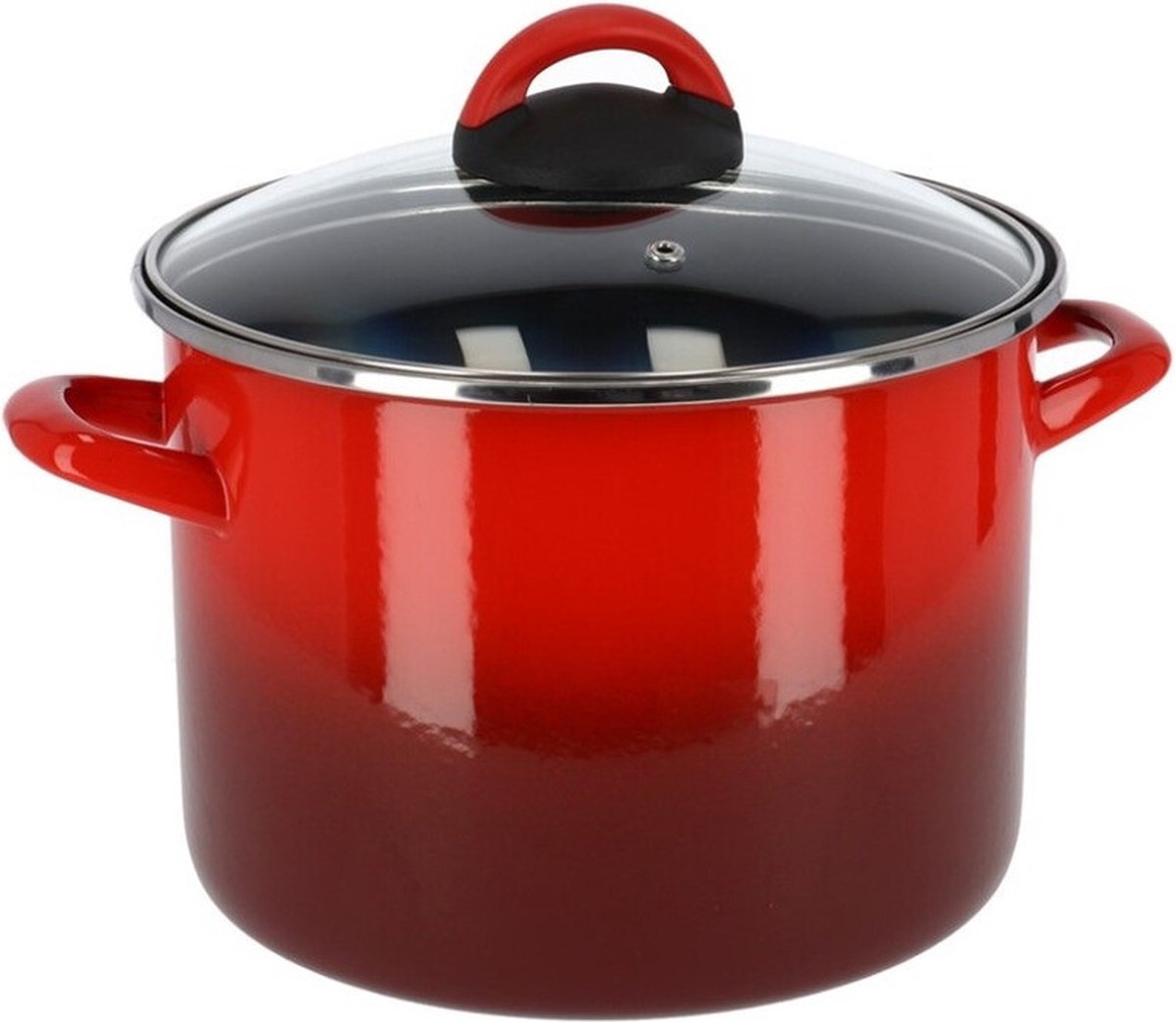 Rvs rode kookpan/soeppan met glazen deksel 22 cm 58 liter - Kookpannen