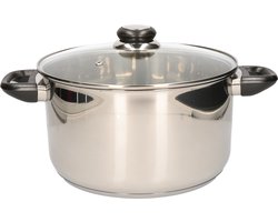 Kookpan - RVS - met glazen deksel - 24 cm - 5 liter - o.a. voor inductie en gas