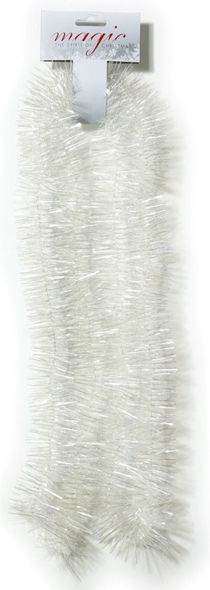 Kerstslinger wit ca. 7,5 x 200 cm - Guirlande folie lametta slingers - Witte kerstboom versieringen