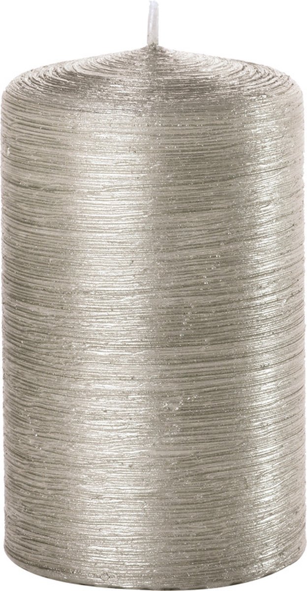 Enlightening Candles Cilinderkaars/stompkaars - zilver - 6 x 10 cm - 25 branduren - sfeerkaarsen - kaarsen - Woondecoraties
