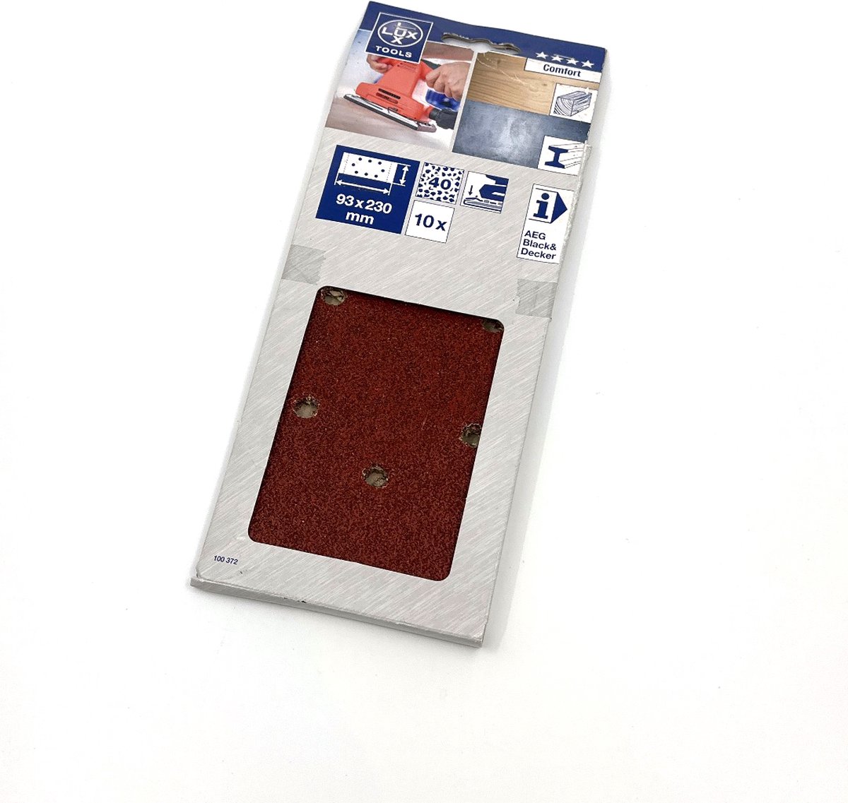 LUX tools Schuurpapier 93 x 230 mm Korrel 40 8 gaten voor