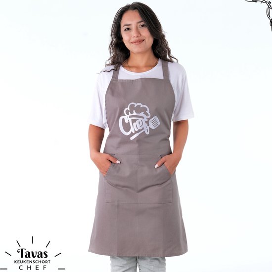 Tablier de cuisine gris unisexe