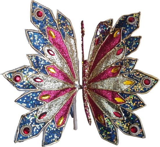 House of Seasons Lux Kerstclip vlinder roze L25 x B23 x H5cm