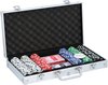 Afbeelding van het spelletje Pokerset 300 Fiches - Luxe Aluminium Koffer -poker set - 2 kaartspellen - 5 dobbelstenen - 3 dealer buttons