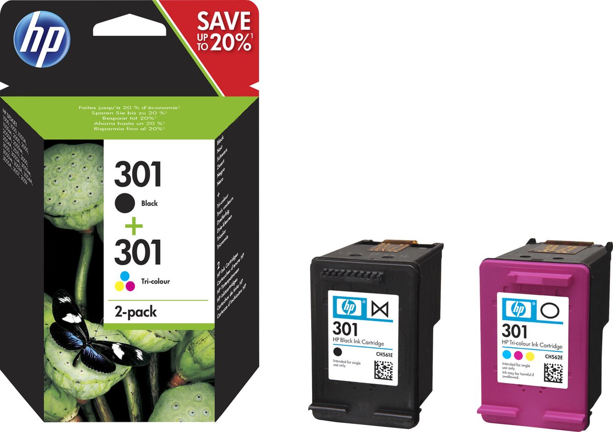 HP 301 Inktcartridges Zwart Kleur bol