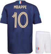 Frankrijk Voetbaltenue Mbappe - Mbappe Tenue Thuis - 2022-2024 - Voetbaltenue Kinderen - Shirt en Broekje - Volwassenen - Maat 116 - Blauw