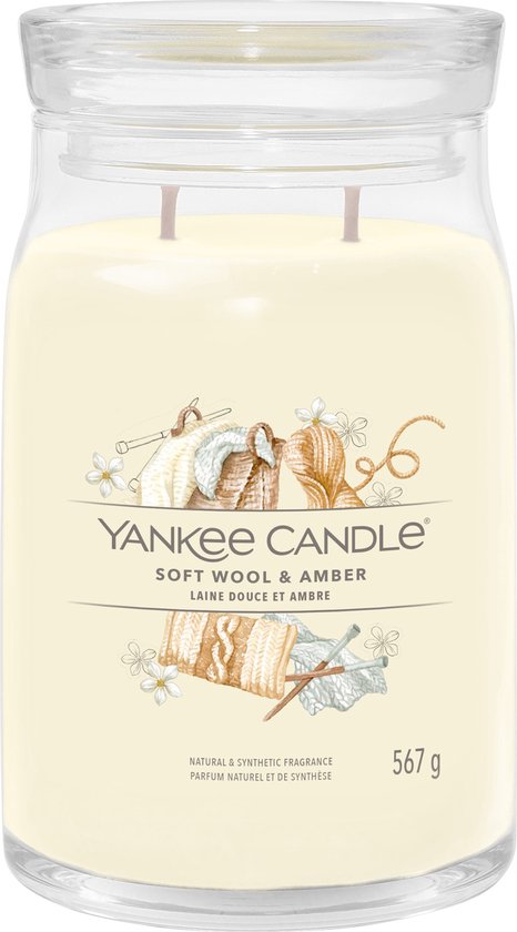 Yankee Candle - Grand pot en Wool douce et signature ambrée