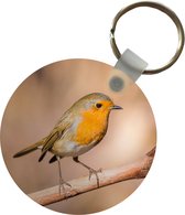 Sleutelhanger - Vogel - Tak - Roodborstje - Plastic - Rond - Uitdeelcadeautjes