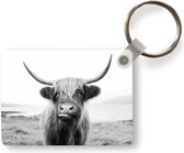 Sleutelhanger - Dieren - Schotse hooglander - Koe - Zwart - Wit - Uitdeelcadeautjes - Plastic