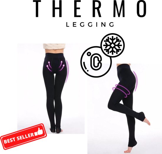 Thermo leggings dames - leggings doublés - leggings polaire - noir - thermo leggings dames - leggings sans couture dames - leggings dames épais pour l'extérieur ou l'intérieur, avec finition polaire - shapewear dames - design léger