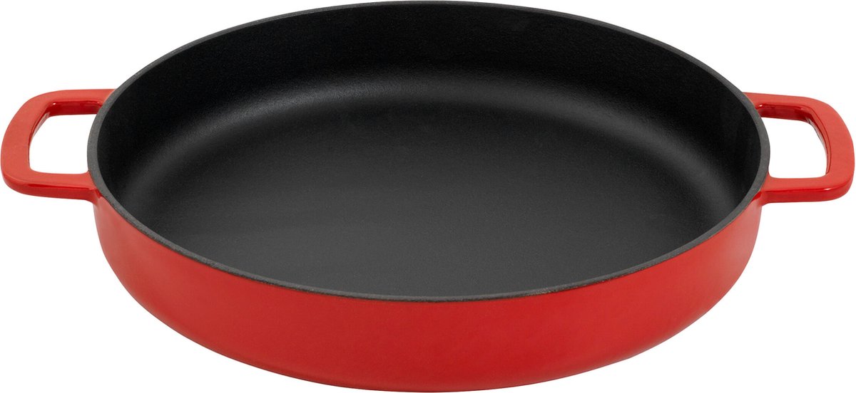 Combekk Gietijzeren Koekenpan Ø 28cm - 100% gerecycled - PFAS-vrij - Geschikt voor Inductie - Rood