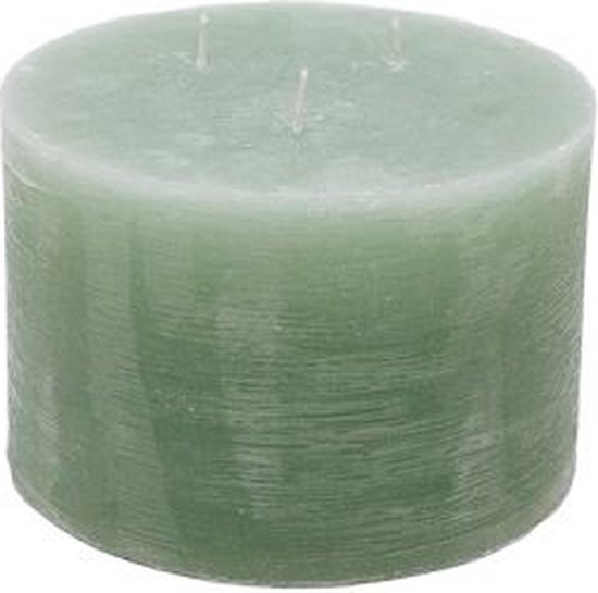 Stompkaars - licht groen - 15x10 cm - parafine - 3 lonten - set van 3