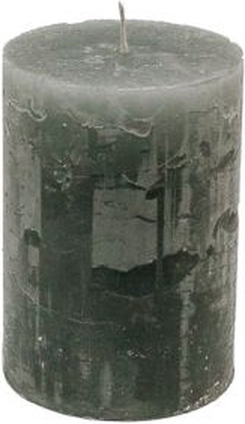 Bougie pilier - Grijs - 7x10 cm - paraffine - lot de 3