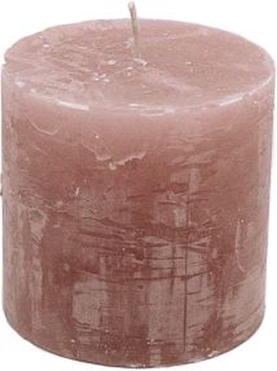Stompkaars - Antiek roze - 10x10cm - parafine - set van 3