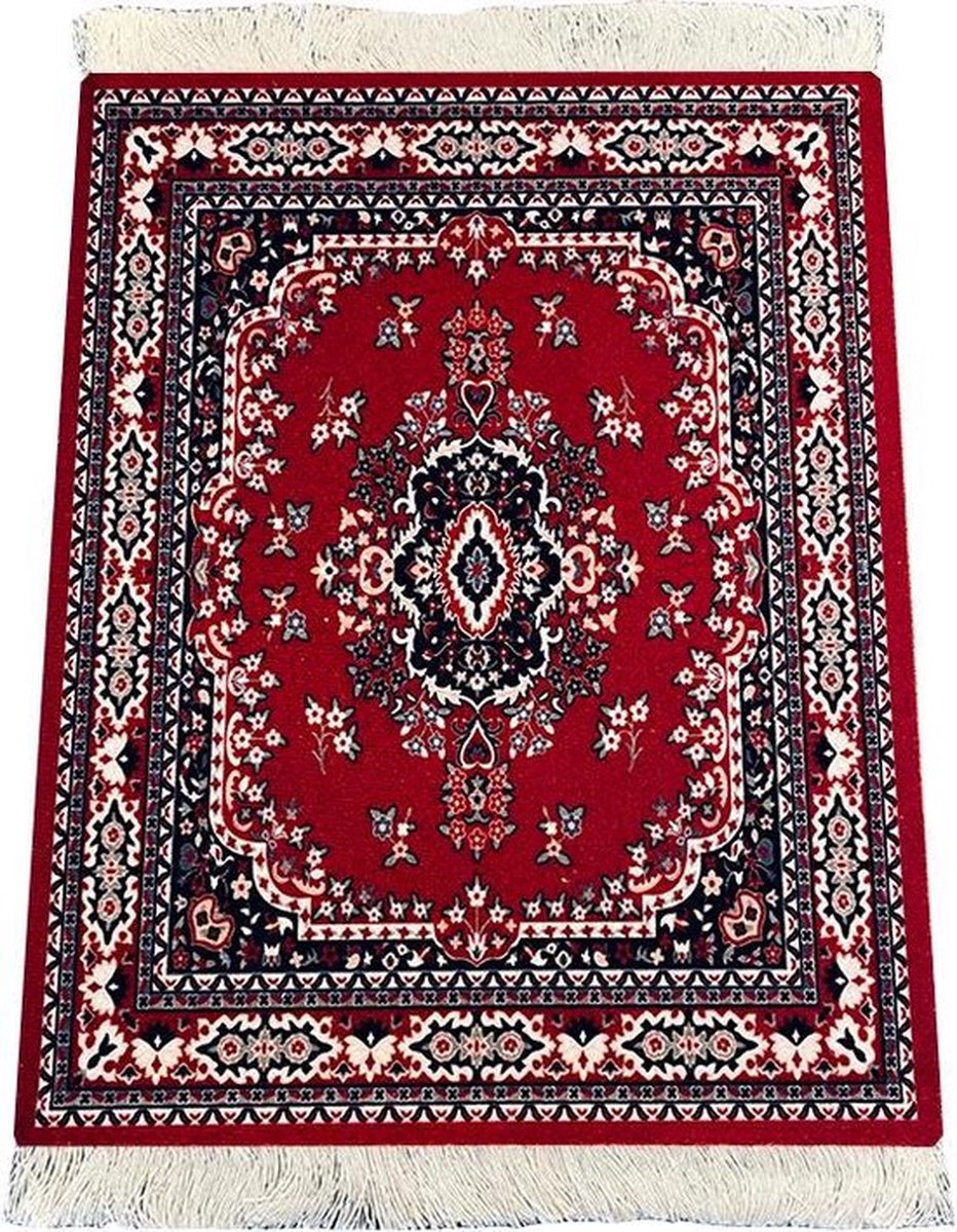Bol.com MuisMaatje - Perzisch Tapijt Muismat - Type: Bordeaux Heart - Perzisch Muismatje - Zachte Muismat met touwtjes aanbieding