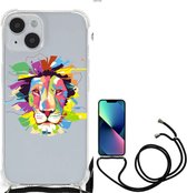 GSM Hoesje Geschikt voor iPhone 14 Leuk TPU Back Cover met transparante rand Lion Color