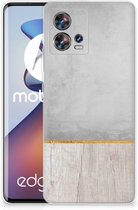 Smartphone hoesje Motorola Edge 30 Fusion Backcase Siliconen Hoesje Wood Beton
