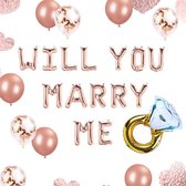 25-delige ballonnen set Will You Marry Me rose goud - aanzoek - trouwen - huwelijk - huwelijksaanzoek - valentijn
