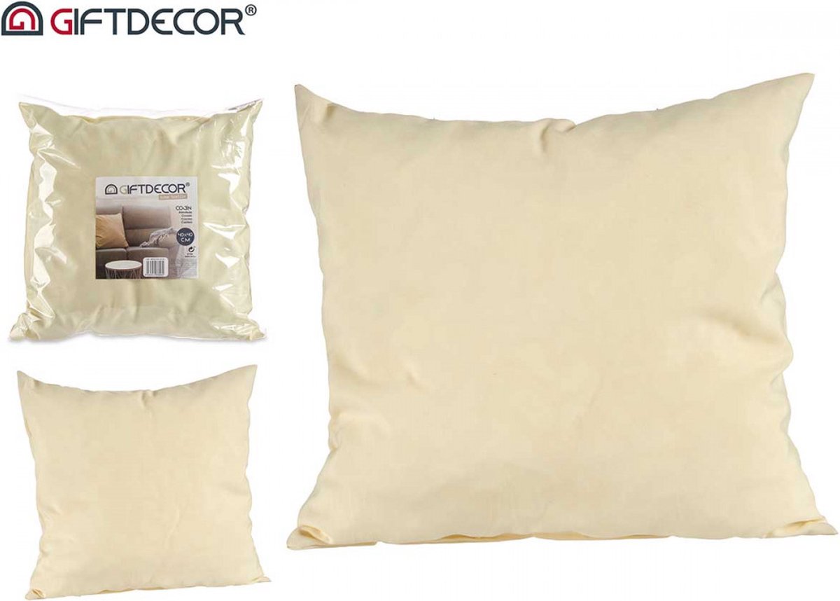 Giftdecor - voordeel set van 2 sierkussens incl vulling - 40*40cm - gebroken wit