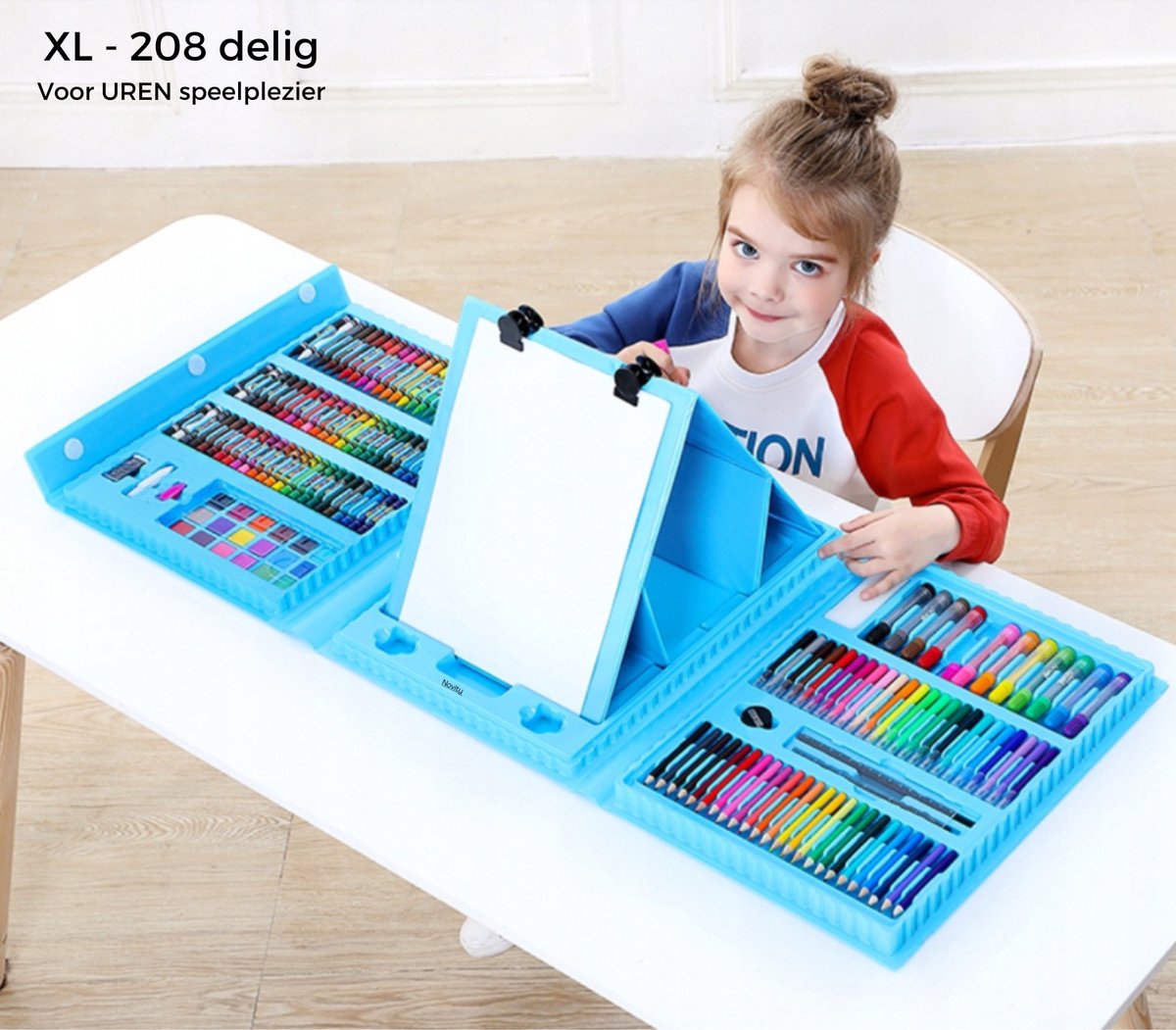relaxdays tekendoos met tafelezel - tekenkoffer - tekenset