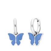 Lucardi Kinder Stalen oorbellen met vlinder lichtblauw - Oorbellen - Staal - Zilverkleurig