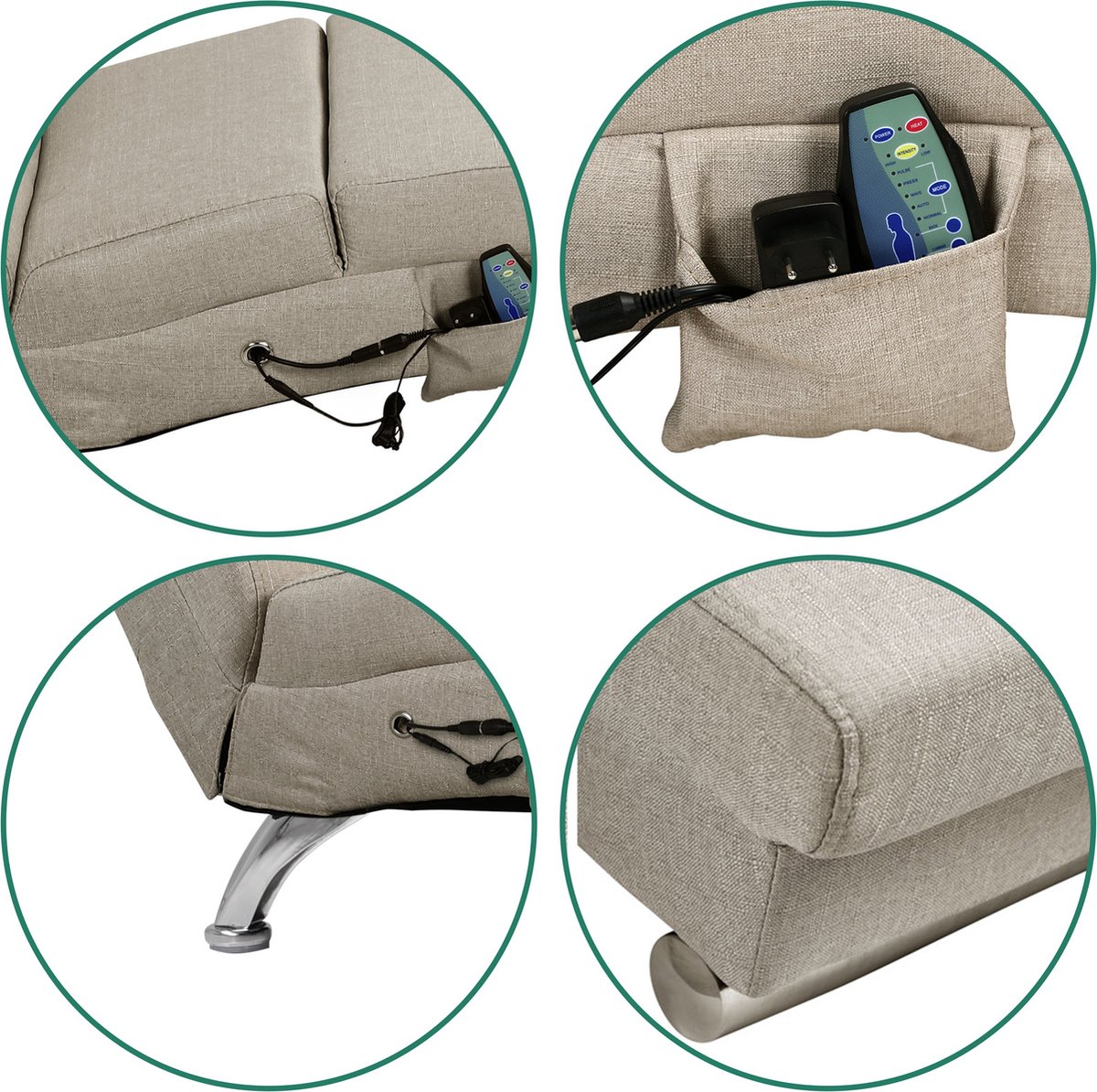 Afbeelding 3 van Casaria Relaxfauteuil Massage en Verwarming Beige