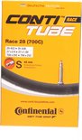 Oranje Conti Tube Race 28 (700C) doos met productinformatie en een afbeelding van een fietsband.