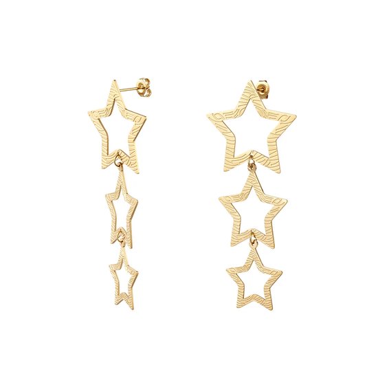 Yehwang - oorhangers sterren goud - oorbellen - feestdagen - Kerst - roestvrijstaal