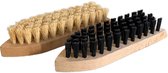 Schrobborstel hout puntvormig - Hard en zacht - 2 stuks - Wasborstel - Handborstel - Schoonmaakborstels - 18,5 cm