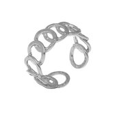 Cadeau voor haar - Victoria Cruz A4216-HA Zilveren Ring Omega Schakel - Maat 54 - Rhodium - Zilver