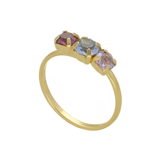 Cadeau voor haar - Victoria Cruz A4327-MDA Zilveren Ring Met Gekleurde Kristal - Maat 54 - 4 en 5mm - Zilver - Verguld/Goud op Zilver