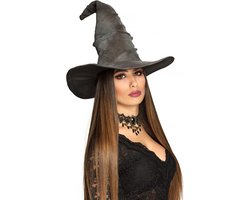 KIMU® Hoge Heksenhoed Grijs Witch Heks Hoed Halloween Grijs Tye Die Halloween