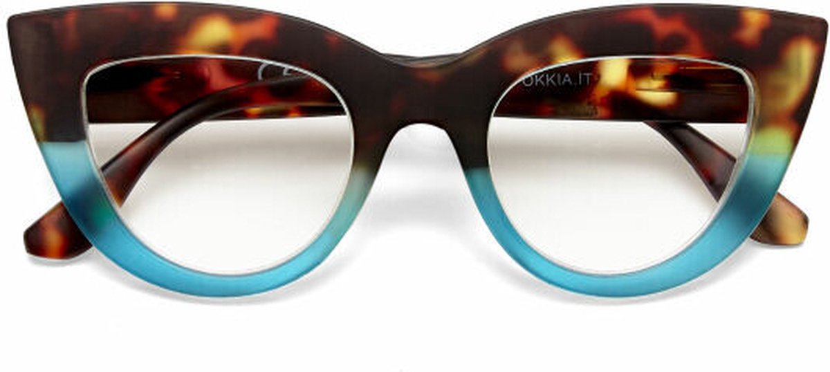 Okkia leesbril Big Cat Eye-Havanna Blue-+ 1.50