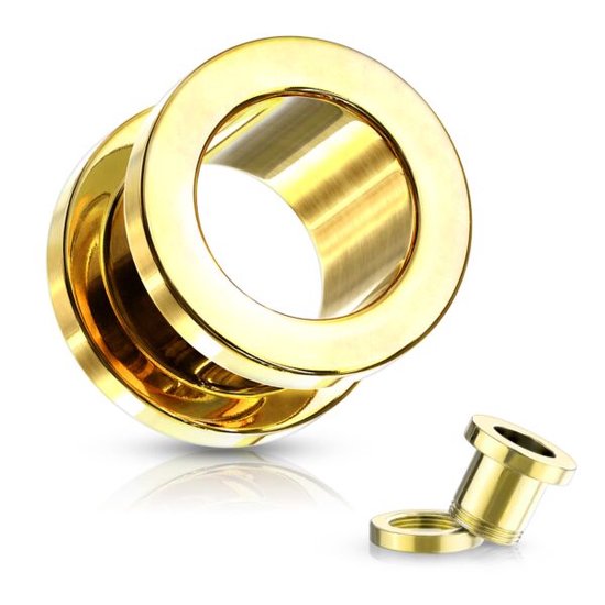 goudkleurige chirurgisch stalen flesh tunnel 6 mm RH-Jewelry