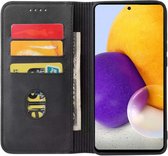 Smartphonica Samsung Galaxy A72 kunstleren hoesje met magnetische sluiting en pashouders book case - zwart / Kunstleer / Book Case geschikt voor Samsung Galaxy A72