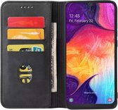 Smartphonica Samsung Galaxy A50 kunstleren hoesje met magnetische sluiting en pashouders book case - zwart / Kunstleer / Book Case geschikt voor Samsung Galaxy A50