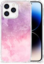 Smartphone hoesje Geschikt voor iPhone 14 Pro Stevige Telefoonhoesje met transparante rand Pink Purple Paint